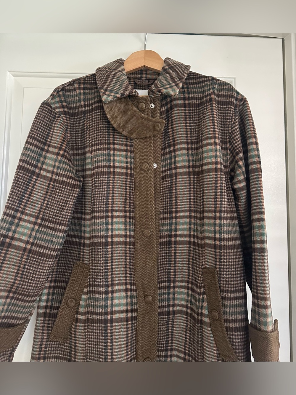 AVEC LES FILLES LONG PLAID COAT SZ S - Picture 3 of 6